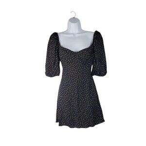 Reformation Black Gold Polka Dot Mini Dress Sweetheart Kopa Underwire Womens 6